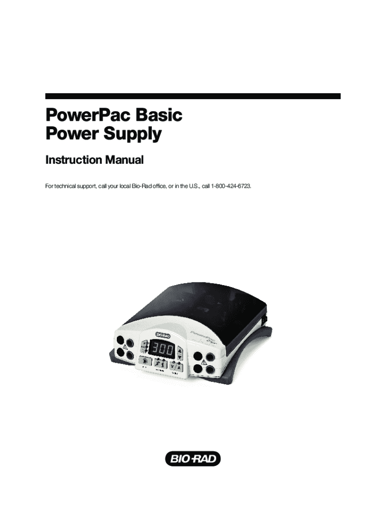 Fillable Online PowerPac Basic Power Supply Instruction Manual Bio