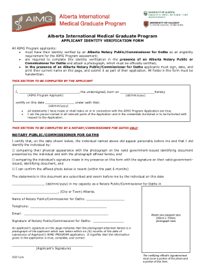 Alberta International Medical Graduate Program APPLICANT IDENTITY ...