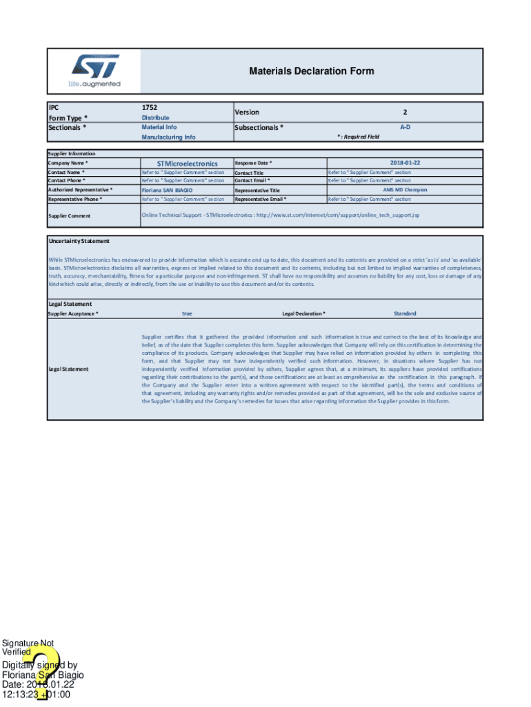 Fillable Online Material Composition Declaration - IPC 1752 - Fill and ...