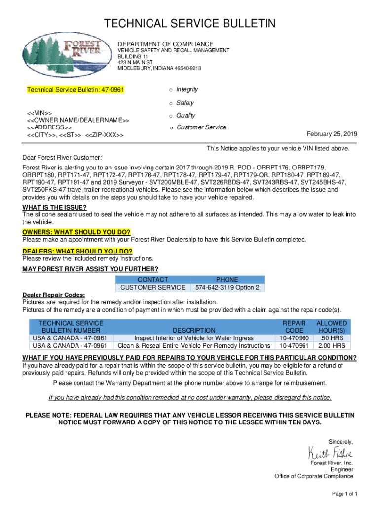 Fillable Online How to Get a Free Technical Service Bulletin