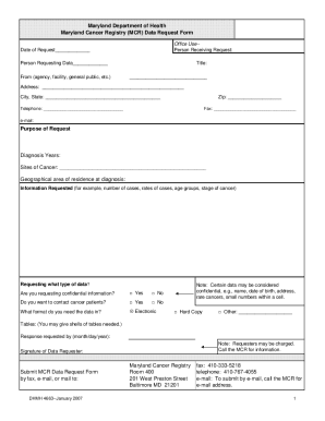 Purpose of Request Maryland Department of Health Maryland ...