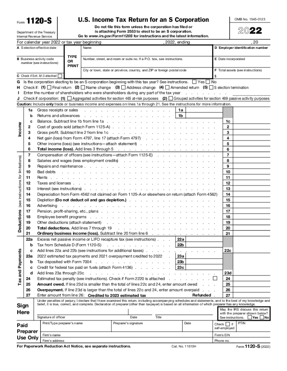 Form 1120s K 1 Instructions 2023 Fill Online Printable Fillable Blank