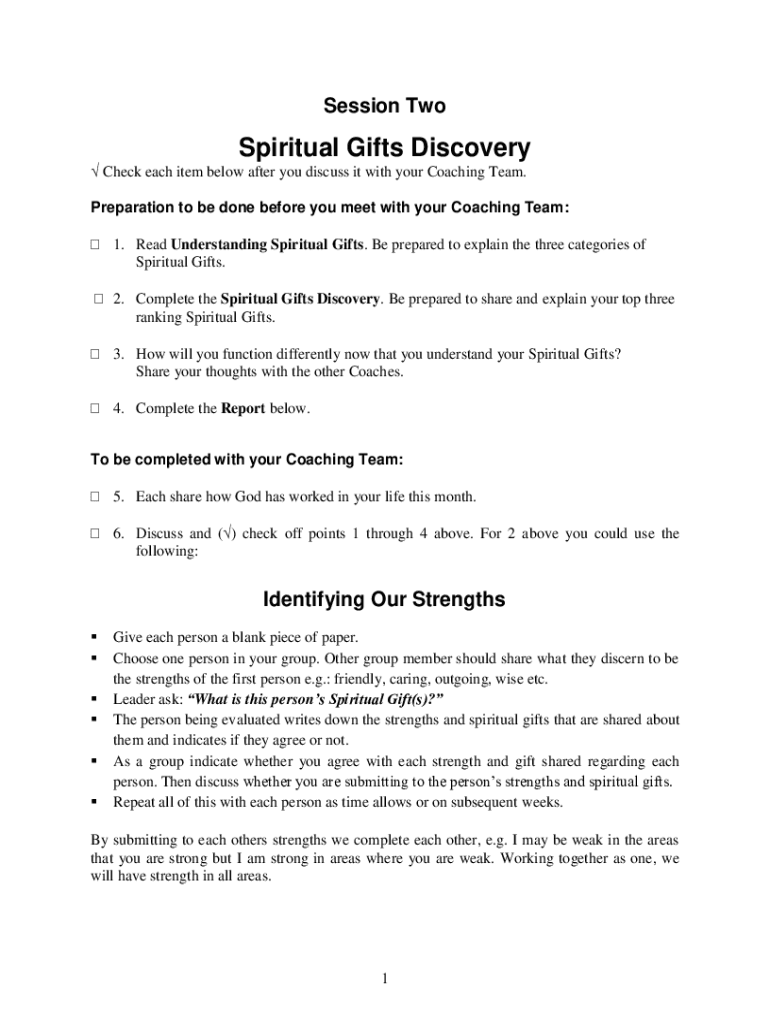 Fillable Online Spiritual Assessment ToolDiscover Your God-Give ...