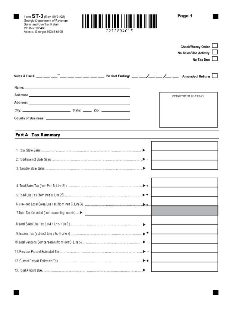 2022 2024 Form GA DoR ST 3 Fill Online Printable Fillable Blank 