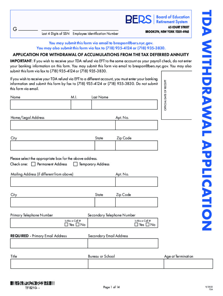 tda withdrawal application Preview on Page 1