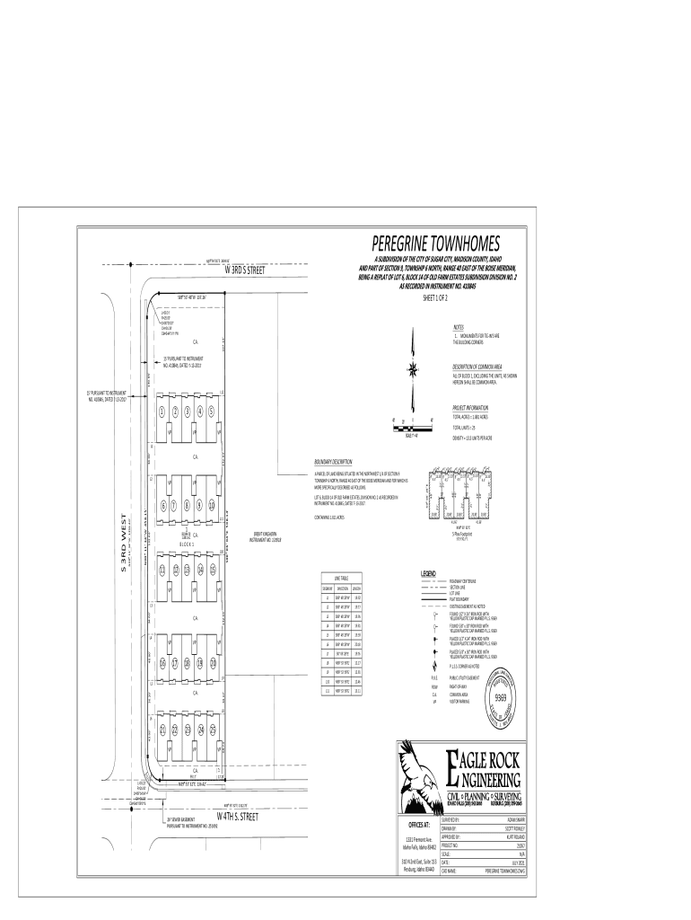 Fillable Online PEREGRINE TOWNHOMES W 3RD S STREET Sugar City, Idaho