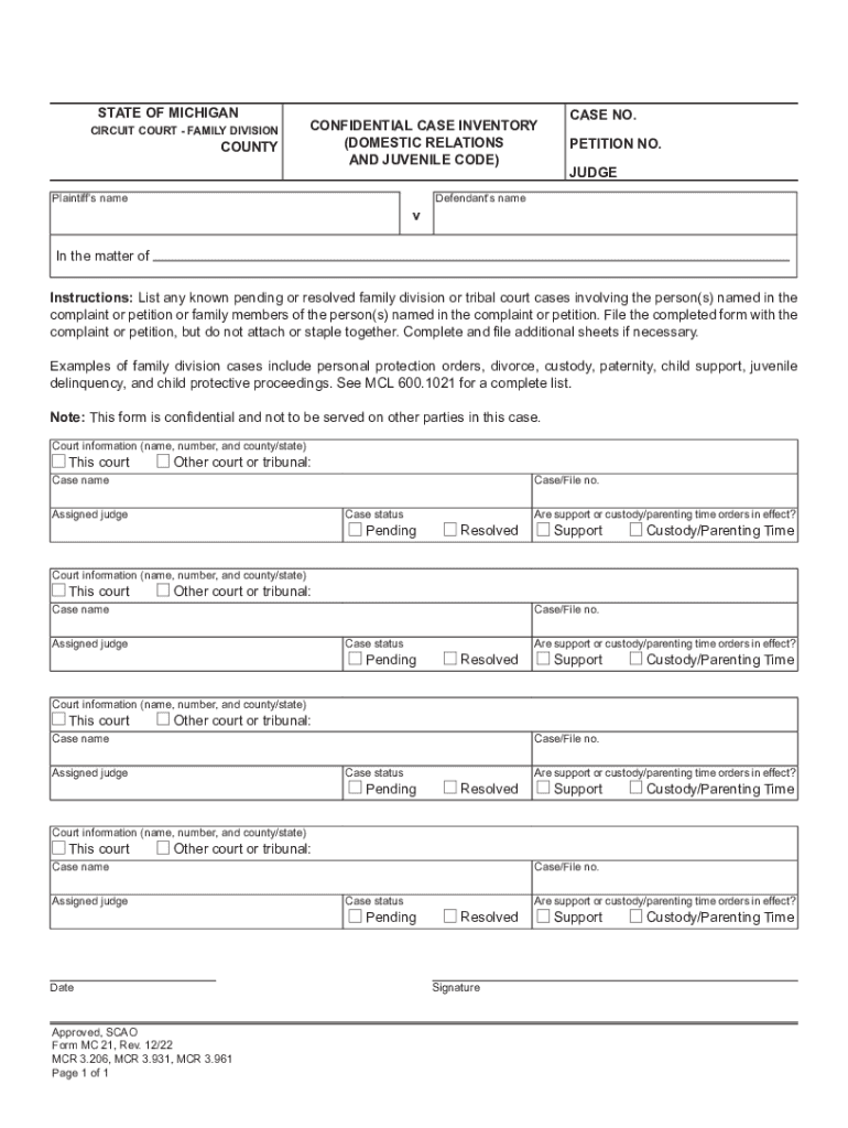 confidential case inventory Preview on Page 1