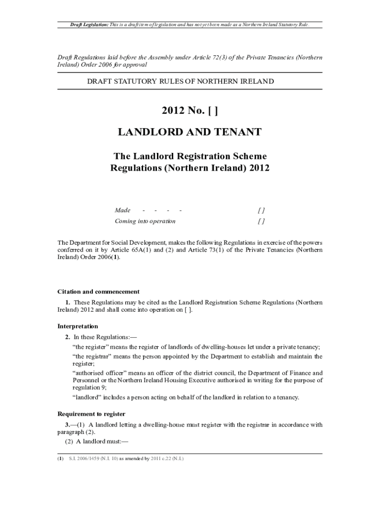 Fillable Online legislation data gov The Landlord Registration Scheme