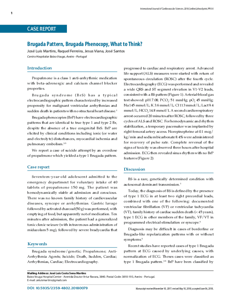 Fillable Online publicacoes cardiol Brugada Pattern, Brugada Phenocopy ...