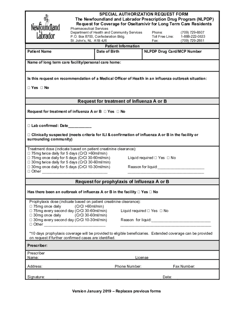 Fillable Online Newfoundland and Labrador Canada Special Authorization