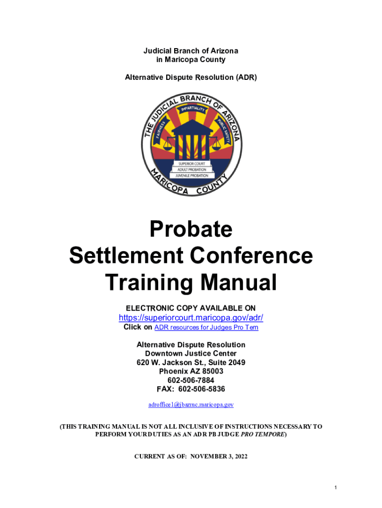 Fillable Online superiorcourt maricopa Probate Settlement Conference