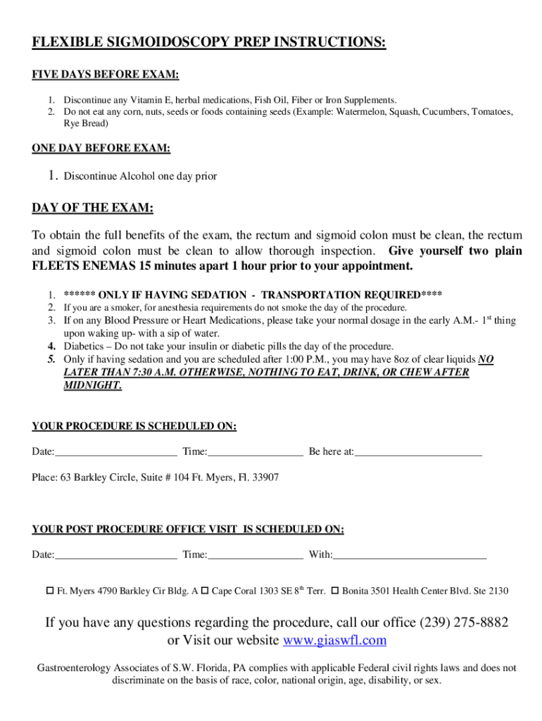 Fillable Online A StepbyStep Guide to Preparing for Flexible Sigmoidoscopy Fax Email Print