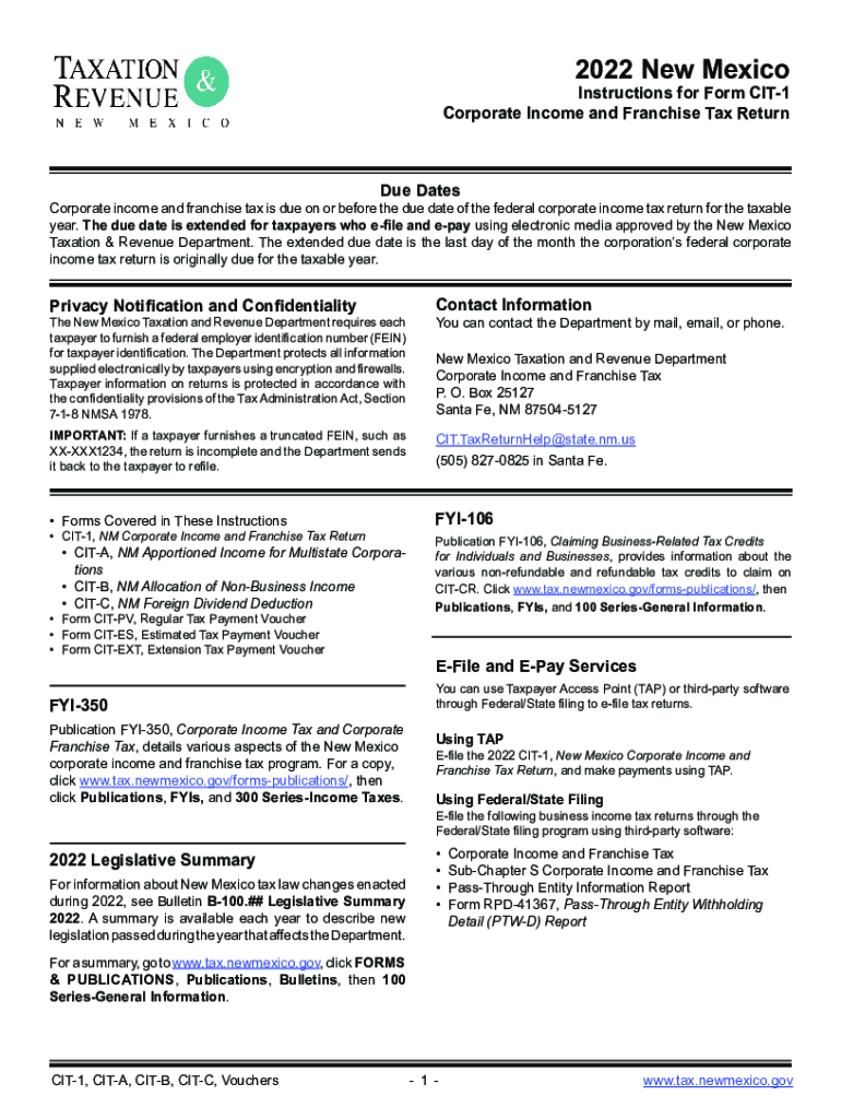 Corporate Income and Franchise Tax FormsDOR Preview on Page 1