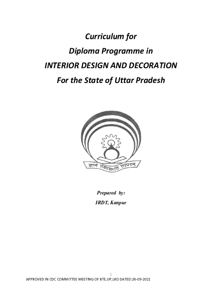 Fillable Online bteup ac Diploma in Interior Design One Year Interior