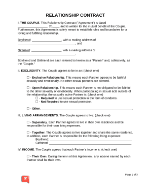 Free Relationship Contract Template (Cohabitation Agreement) - PDF ...