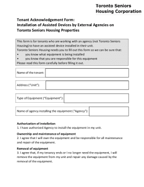 Tenant Acknowledgement Form