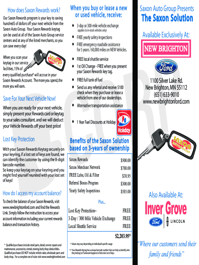 Fillable Online How does Saxon Rewards work? When you buy or lease a