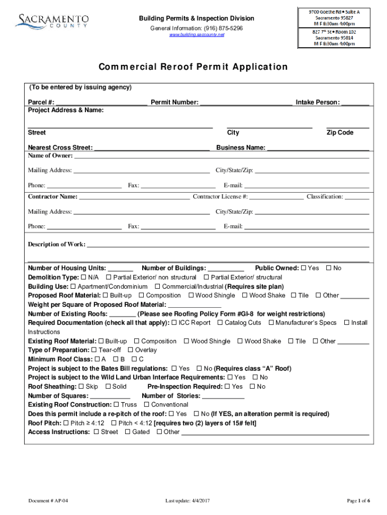 Fillable Online AP04 Commercial Reroof Building Permit Application.pdf