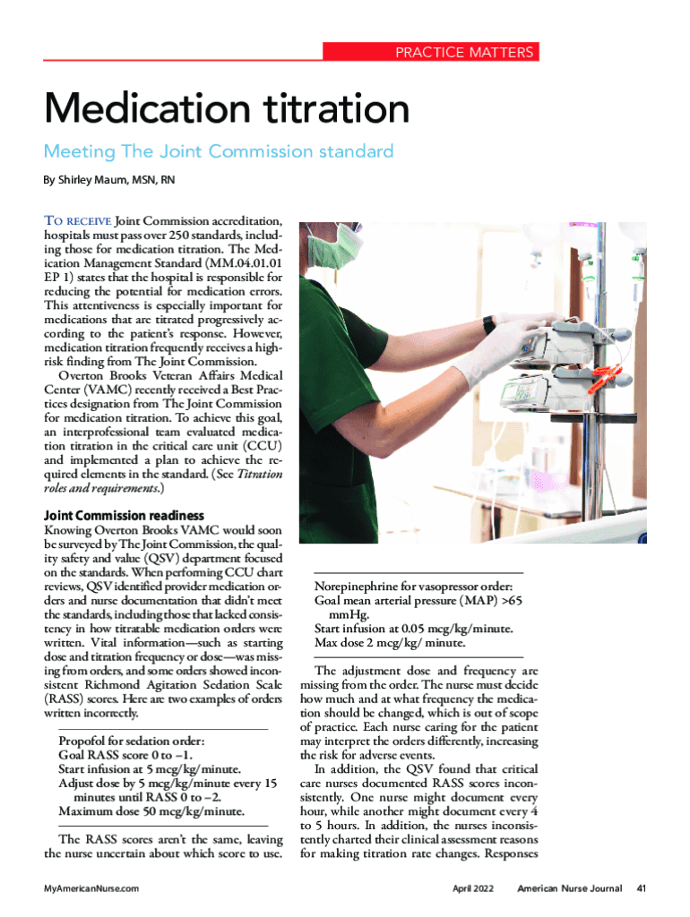 Fillable Online Medication titration reduction of potential for errors