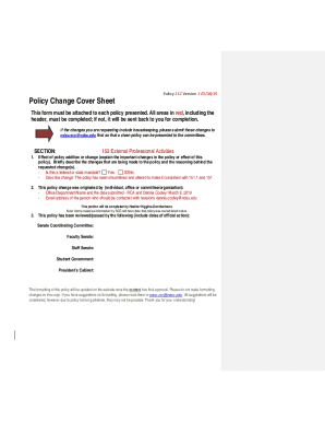 Fillable Online Policy Change Cover Sheet Fax Email Print - pdfFiller