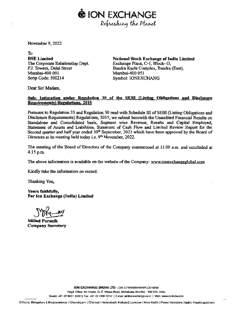 Fillable Online Ion Exchange Share Price, Ion Exchange Stock Price, Ion