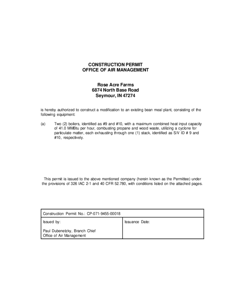 Fillable Online permits air idem in Rose Acre Farms, 6874 N Base Rd