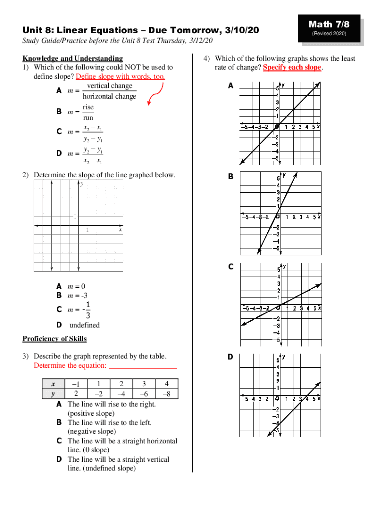 Fillable Online Linear equations. 8th Grade Math Worksheets, Study ...