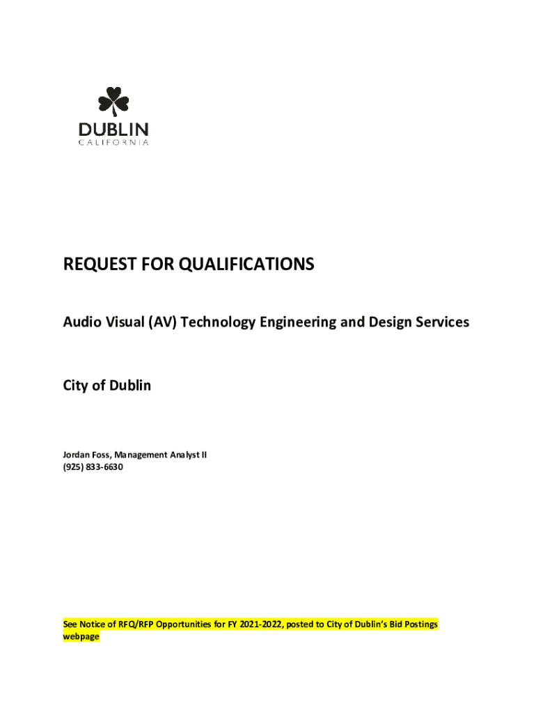 Fillable Online Request for Proposal (RFP) for Audio Visual (AV) Design