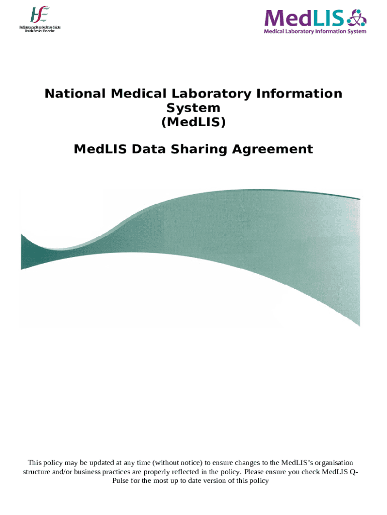 MedLIS Data sharing Agreement Health Service Executive Doc Template