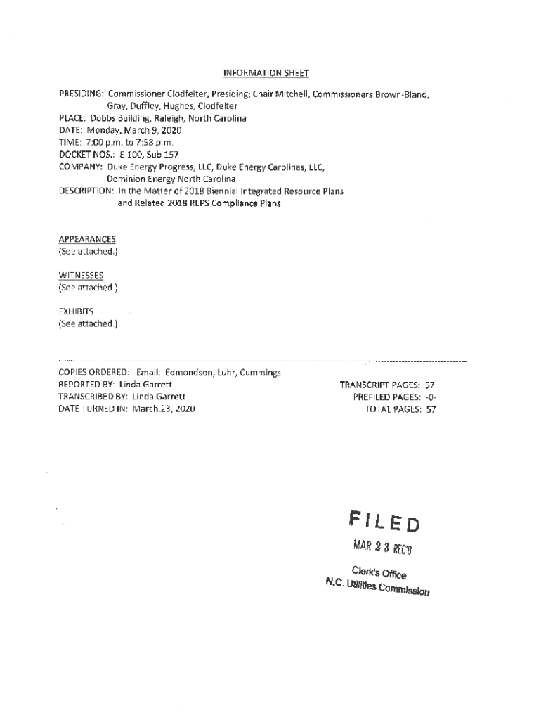 Fillable Online INFORMATION SHEET PRESIDING Chair Mitchell, and