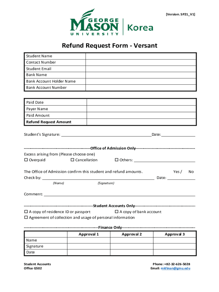 Fillable Online Refund Request FormHarvard Fax Email Print pdfFiller