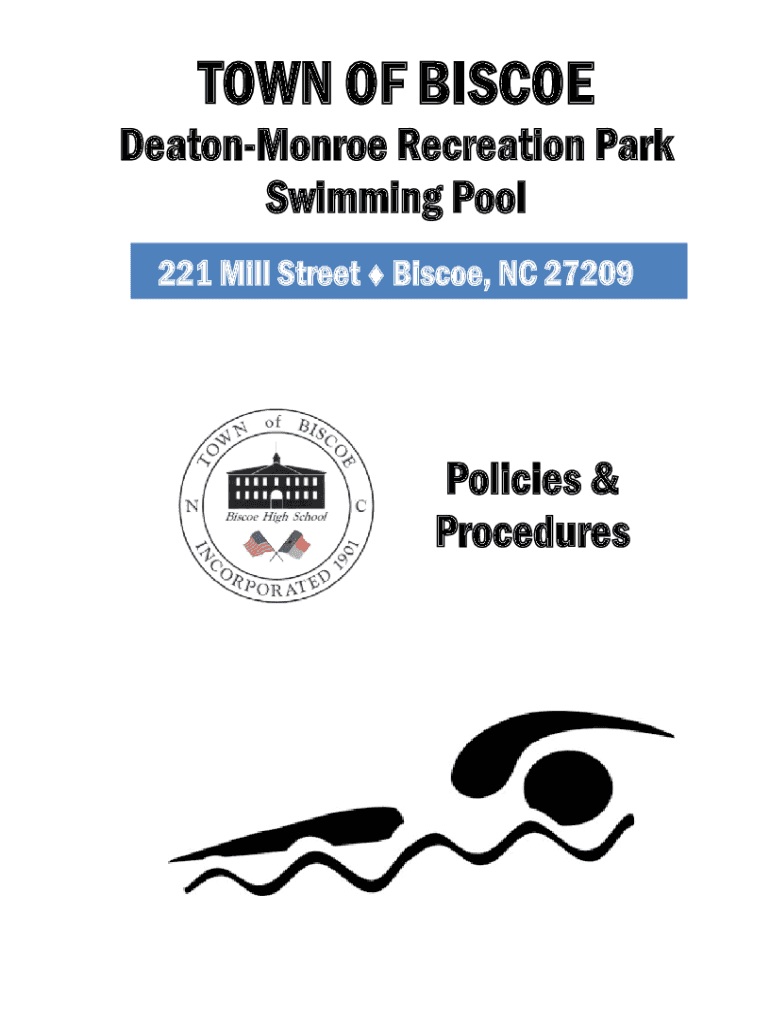 Fillable Online Town of Biscoe, 221 Mill St, Biscoe, NC, Swimming Pools