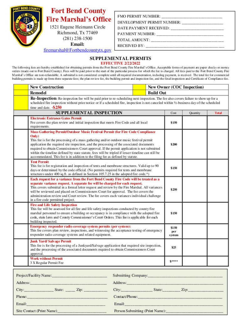 Fillable Online Fort Bend County Fire Marshal’s Office, 1521 Eugene