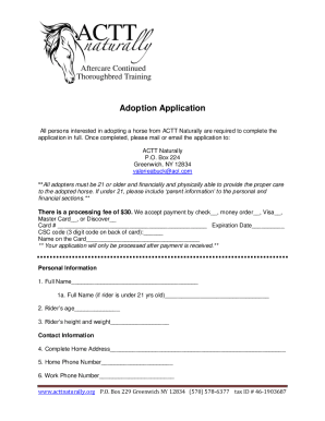 Fillable Online Adopting a Horse from SAFESave a Forgotten Equine (SAFE ...
