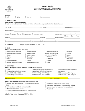 Non Credit Application for Admission