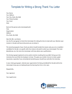 Template for Writing a Strong Thank You Letter