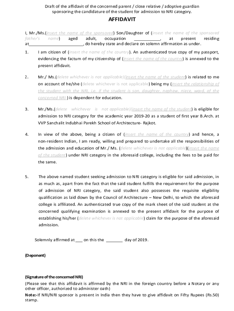 Fillable Online Parent Guardian Affidavit Form signNow Fax Email