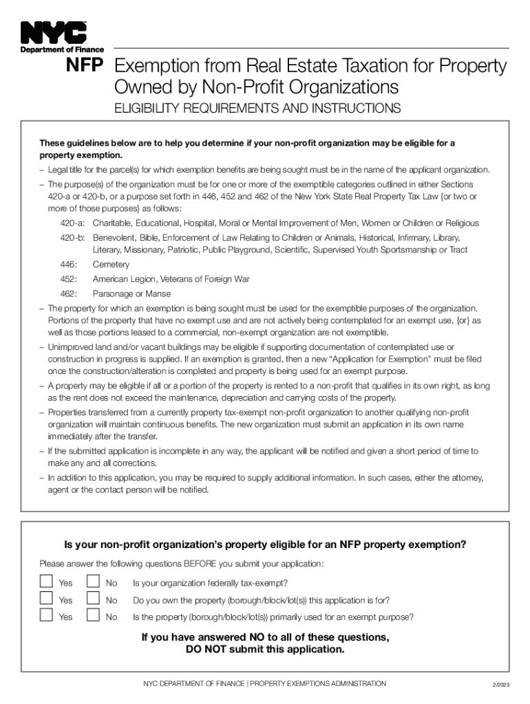 NFP - Exemption from Real Estate Taxation for Property Owned by Preview on Page 1