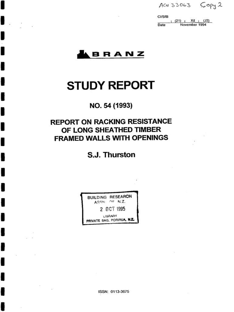 Fillable Online Study report SR054 Report on racking resistance of long