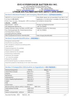 Fillable Online ATL LITHIUM ION POLYMER BATTERY SAFETY DATA SHEET Fax ...