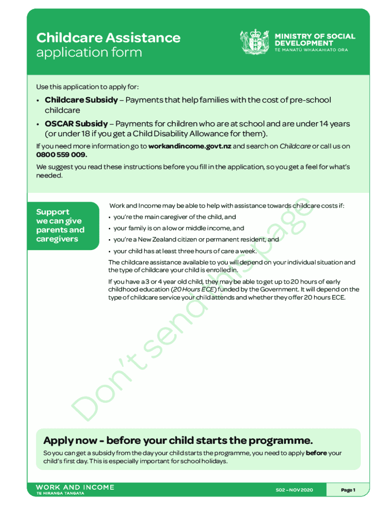 Fillable Online Childcare Assistance application formS02. Apply for a