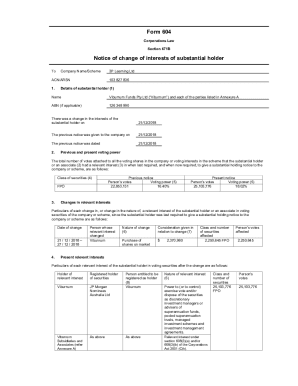 ASIC Form 604 - Notice of change of interests of substantial holder