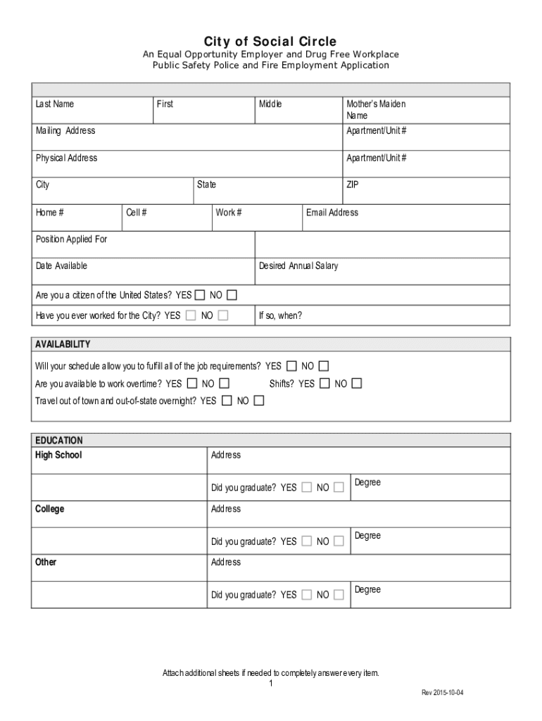 Fillable Online City of Social Circle Fax Email Print pdfFiller