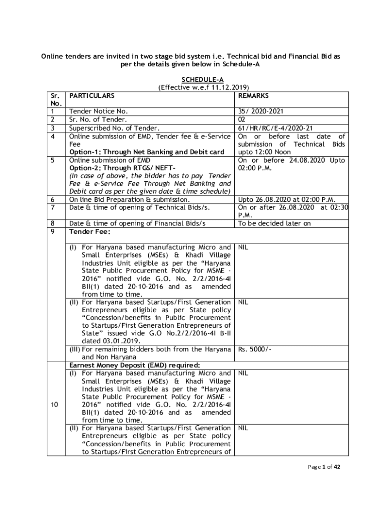 Fillable Online Fillable Online Online tenders are invited in two stage