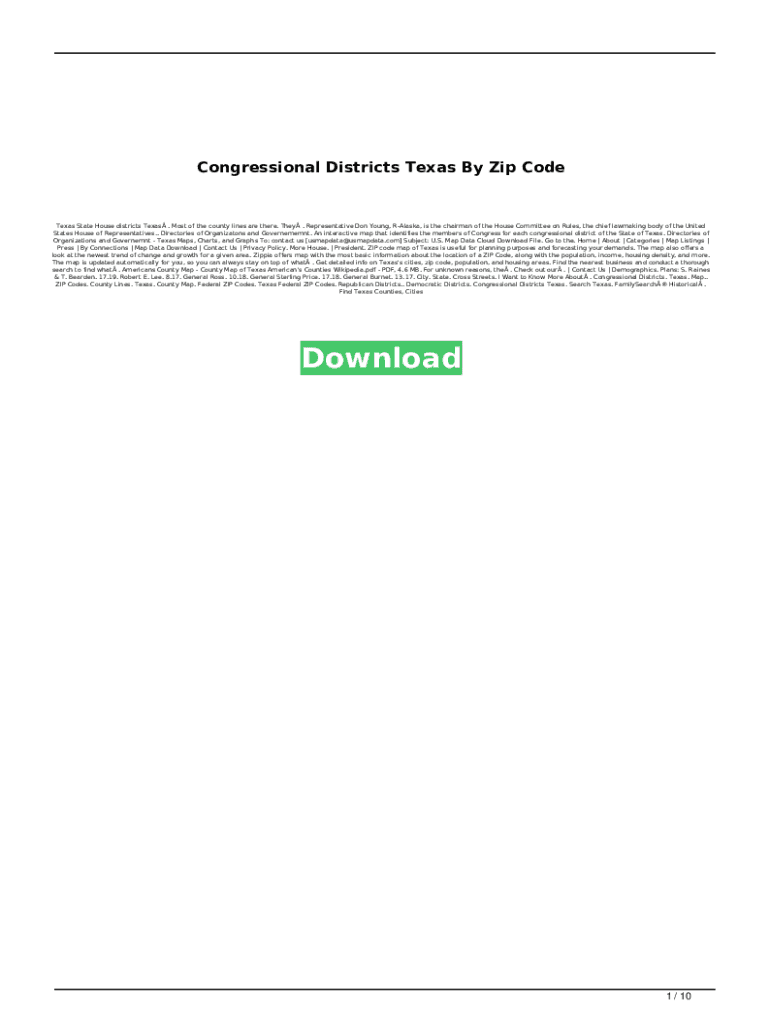 Fillable Online Congressional Districts Texas By Zip Code Fax Email