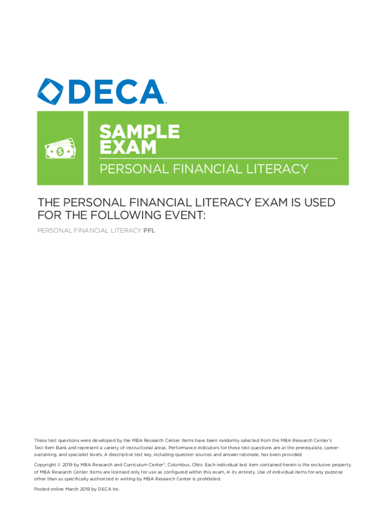 Fillable Online SAMPLE EXAM PERSONAL FINANCIAL LITERACY THE PERSONAL