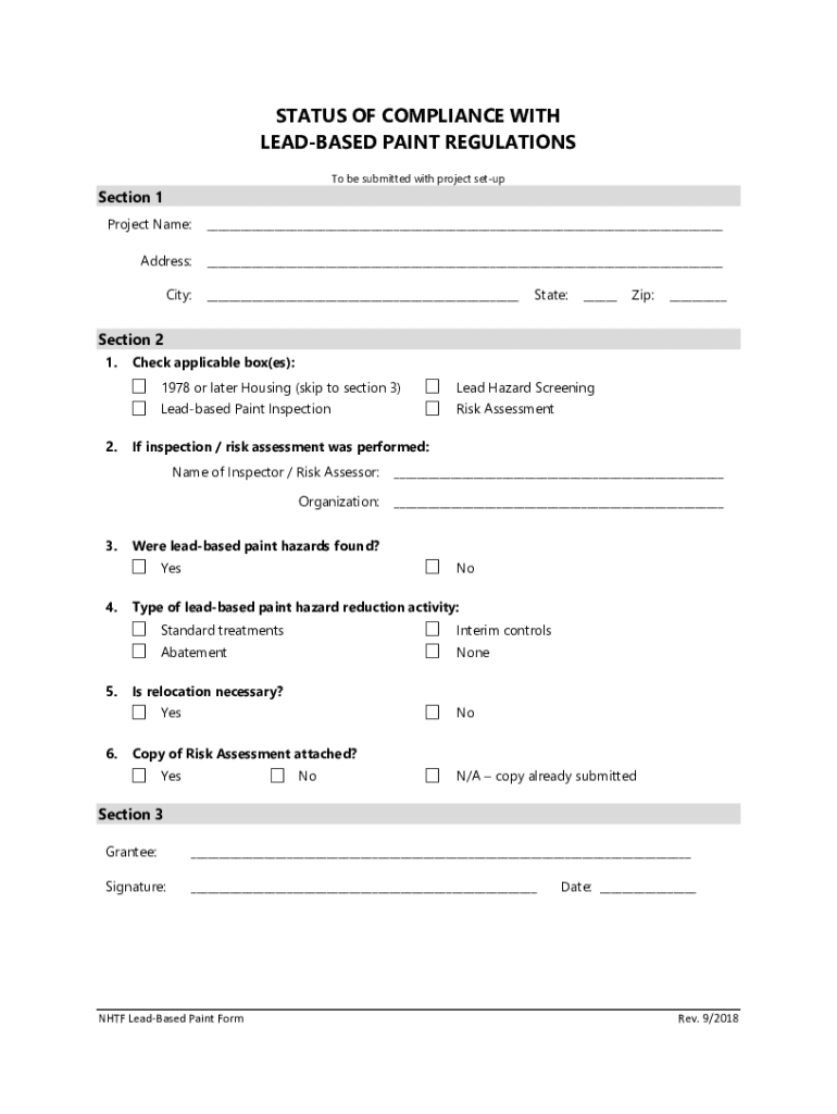 Fillable Online Contractor Compliance with the LeadBased Paint