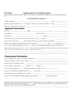 Fillable Online Xxxxxx Xxxx BBQ Bar &amp; Grill - Application for ...