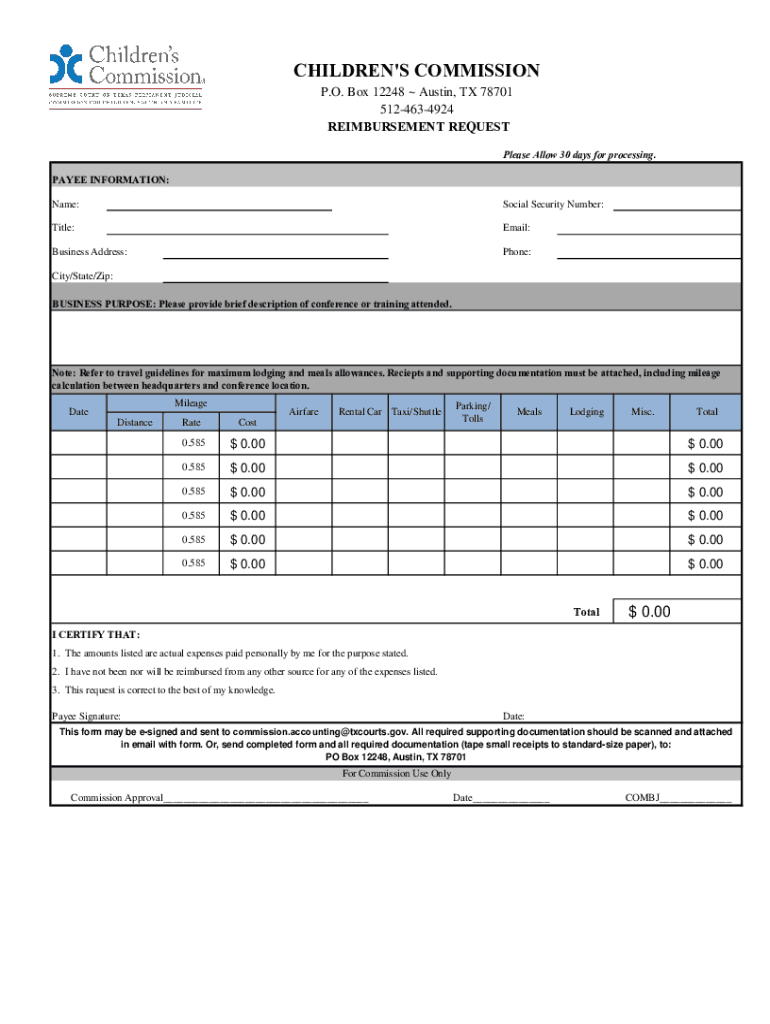 Fillable Online Travel Reimbursement Request Form GuidelinesTravel