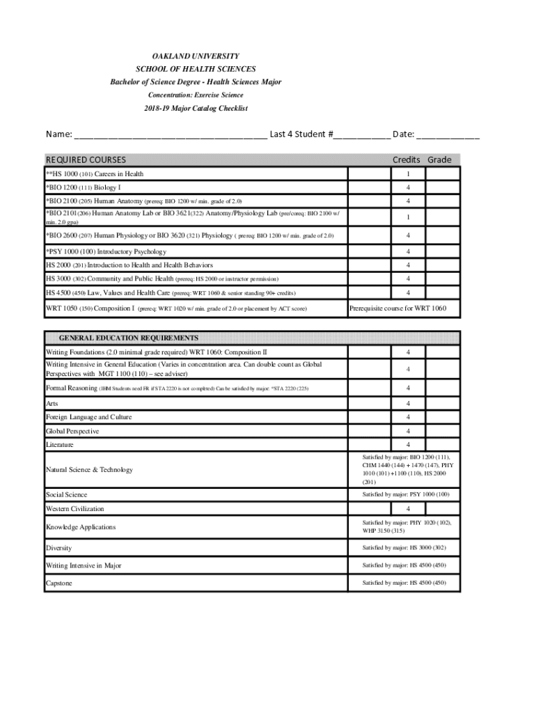 Fillable Online catalog.oakland.edupreviewprogramProgram Health